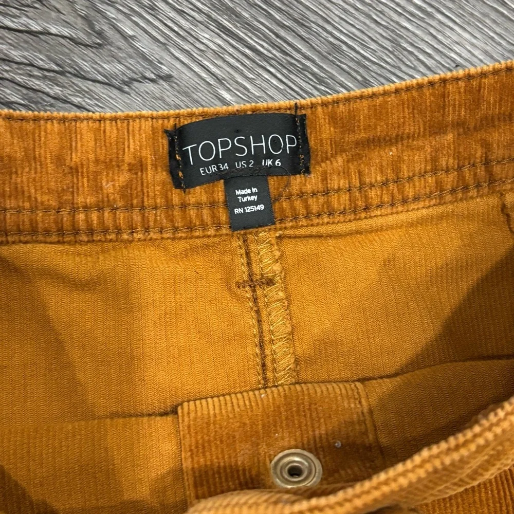 Topshop Burnt Orange Corduroy Button Front Skirt - Picture 3 of 3